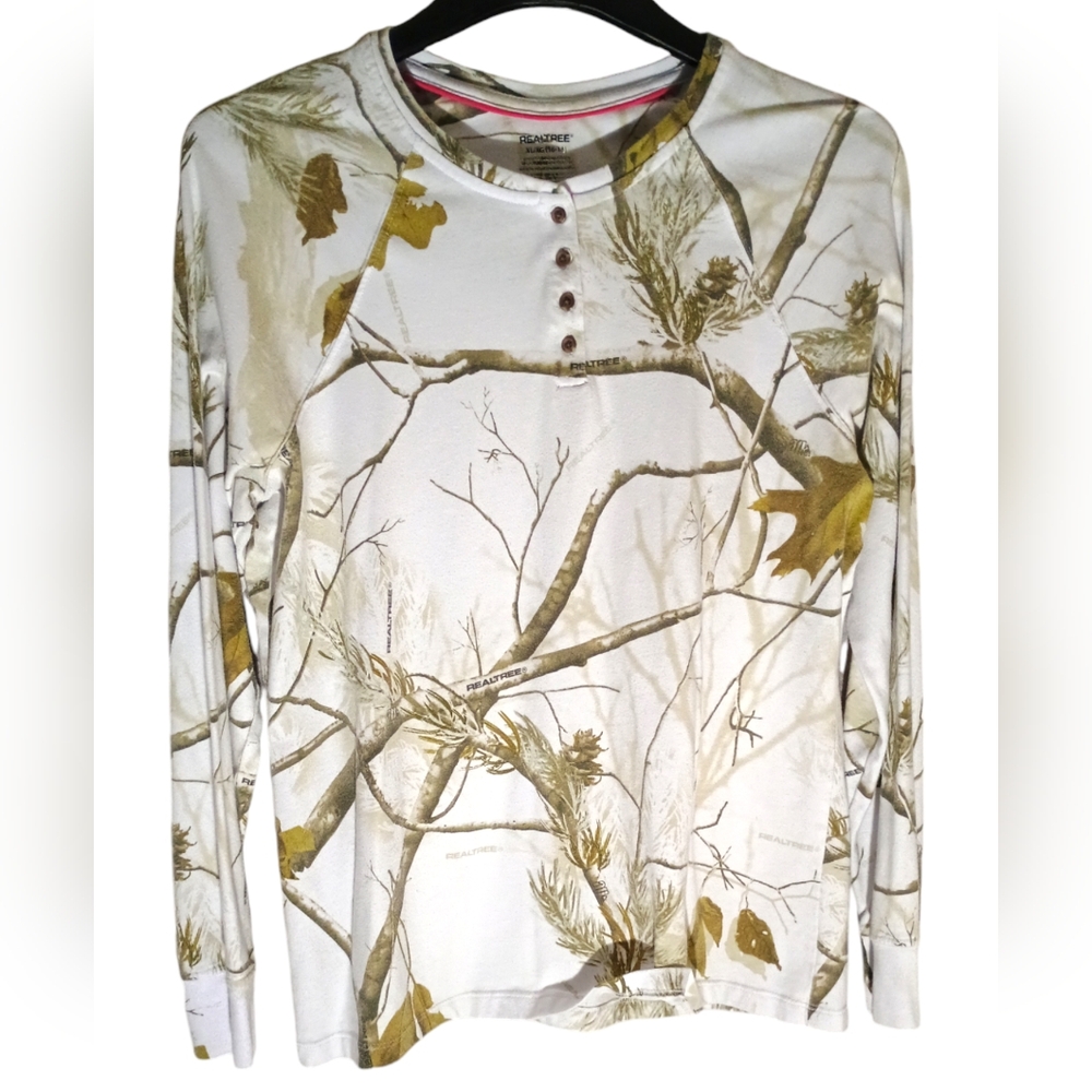 Pullover Shirt Long Sleeve Soft Tee Realtree Camo Top Women's Sz XL